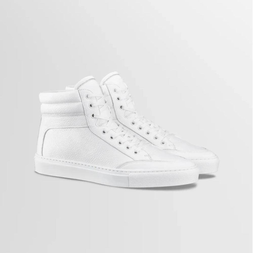 KOIO‎ High Top White Leather Sneakers Made Italy Womens Size 7.5 8 38 Minimal